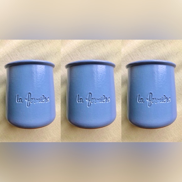 3 LA FERMIERE MULTI-PURPOSE PERIWINKLE BLUE POTS - CUSTARD YOGURT PANNA COTTA - Picture 2 of 5